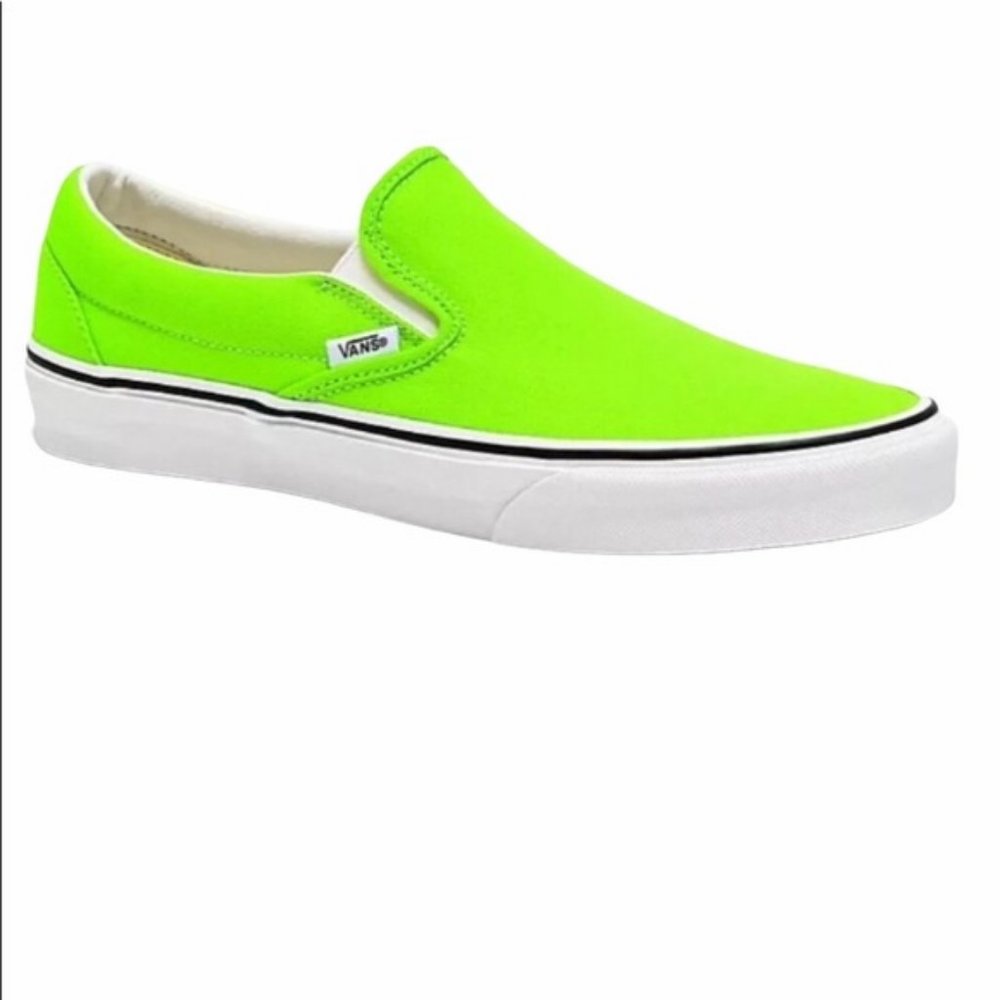 Vans slip on neon green gecko sneaker shoes new